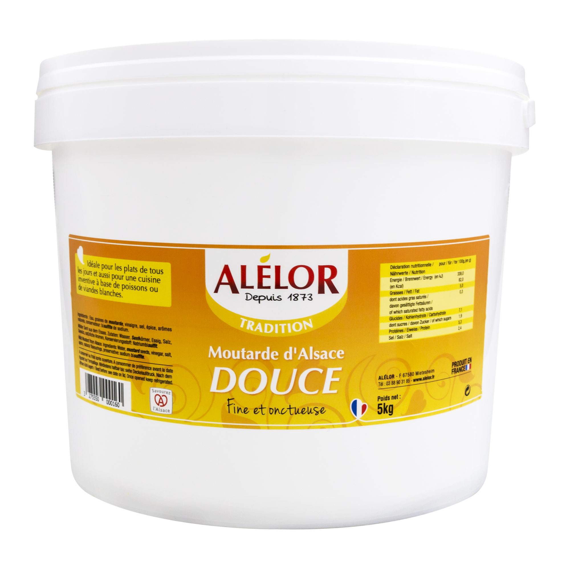 MOUTARDE DOUCE D'ALSACE SEAU 5KG - Savourez le Grand Est